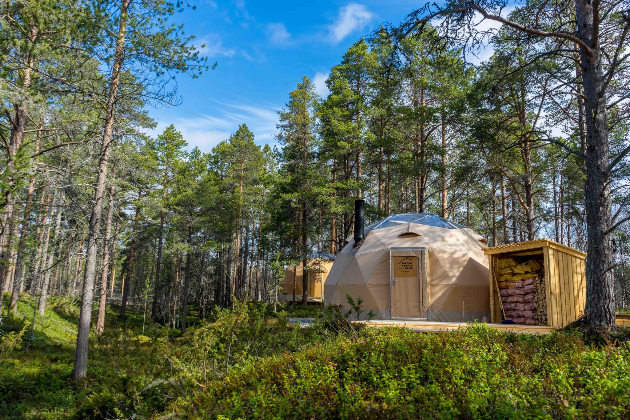 Treat yourself to a stay in the forest in an Aurora Canvas Dome. Photo: GLØD Explorer